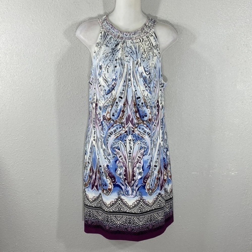 White House Black Market Blue and Purple Strappy-Back Dress - Picture 6 of 13